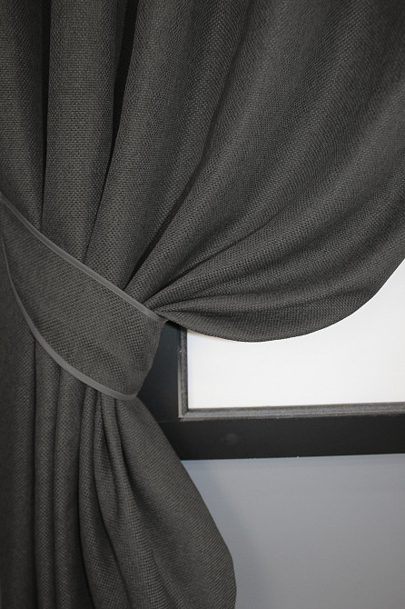 Комплект коротких штор VR-Textil Лен-блэкаут Лен Мешковина № 1220ш Серый 130х170см 2 шт (35-0076) Киев - изображение 3