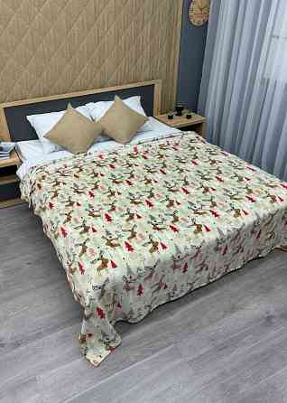 Плед-покривало Decorator WellSoft 200х220 см з різдвяним принтом Кремовий (87-177) Київ