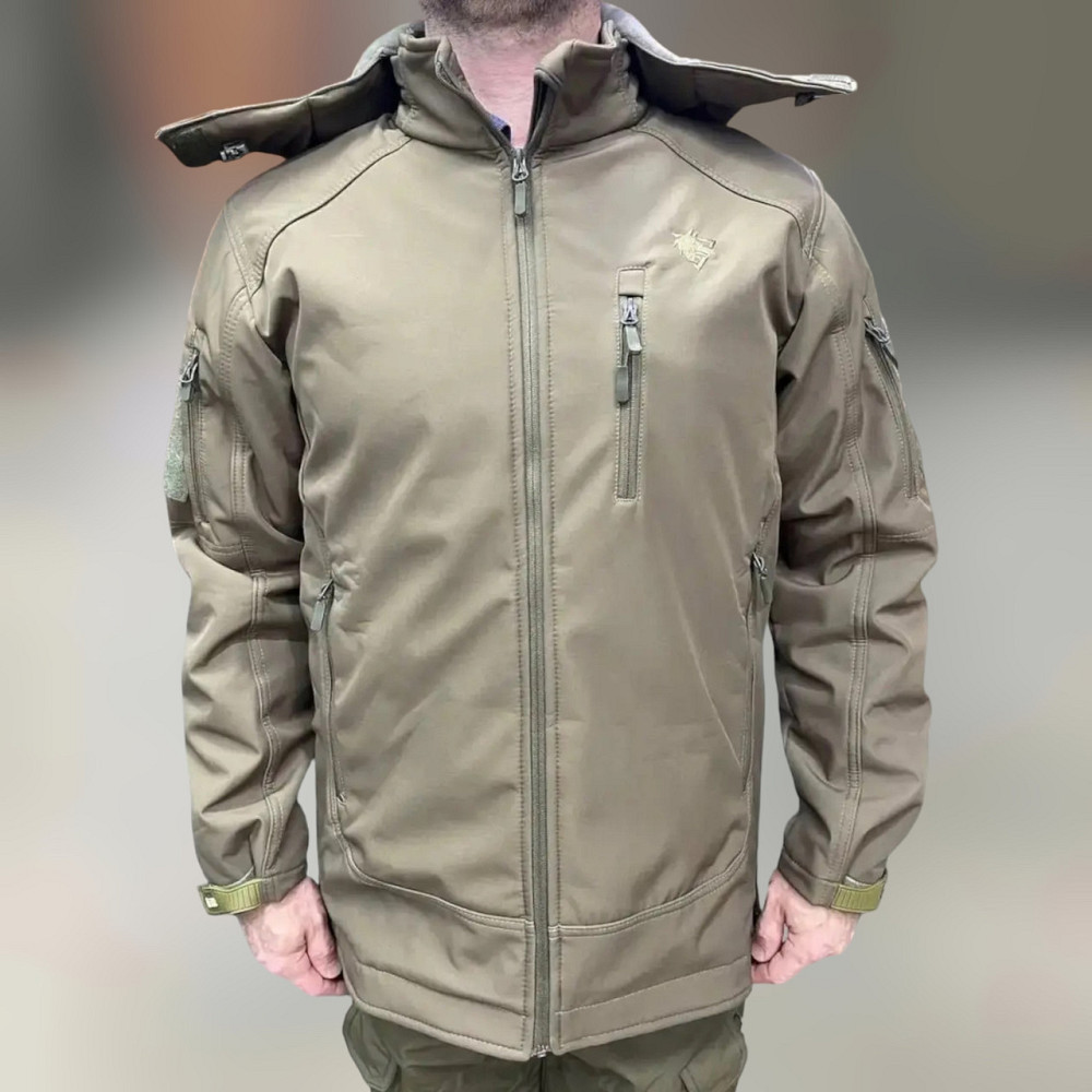 Куртка тактическая Softshell на флисе, цвет Олива, WOLFTRAP, размер L, зимняя флисовая куртка для военных Solmir Киев - изображение 1
