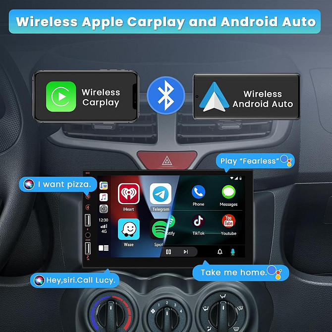 Автомагнітола 7″ Inefala 1DIN CarPlay Android Auto, Bluetooth, FM/RDS, USB, MirrorLink, AHD камерою, SWC, пультом CANBUS Київ - фото 7