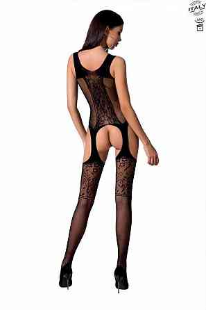 Бодістокінг з імітацією панчіх і ажурною вставкою Passion BS072 black Sex Aura Київ