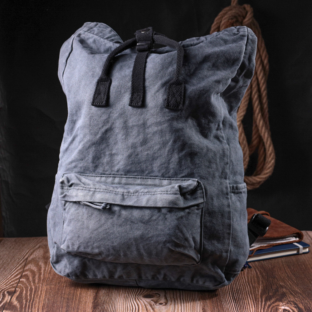 Модний міський рюкзак-мішок унісекс із щільного текстилю Vintage sale_15076 Сірий Київ - фото 6