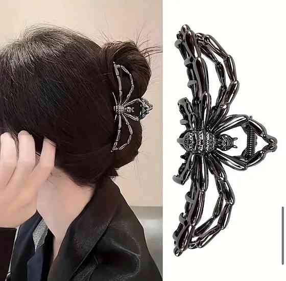 Заколка для волос в виде паука металлическая, готическая булавка краб 11 см Киев