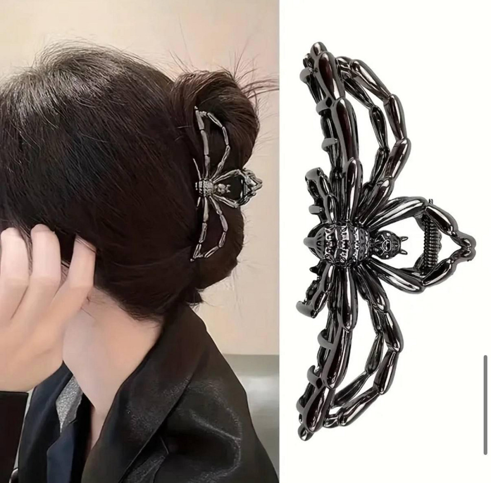 Заколка для волос в виде паука металлическая, готическая булавка краб 11 см Киев - изображение 2