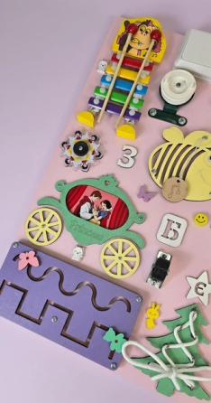 Бизиборд для дітей 50х60 Розвивальна дошка Бізіборд Методика Монтессорі для розвитку дрібної моторики Тернопіль