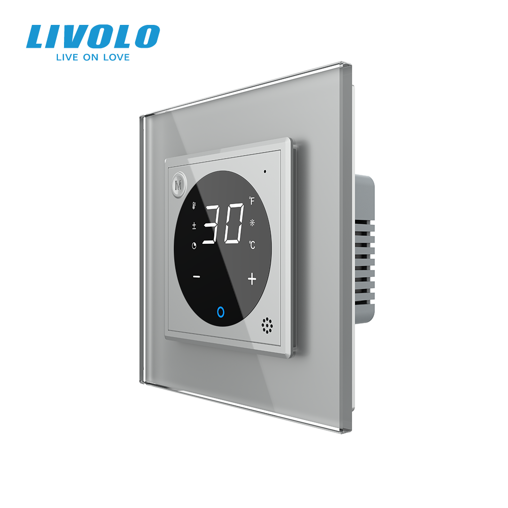 Терморегулятор (термостат) сенсорний програмований для теплої підлоги LIVOLO, сірий скляний (VL-C7FCQ1-2IP) Коломия - фото 2