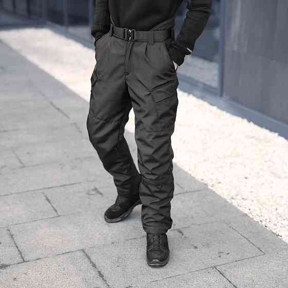 Мужские ватные зимние штаны Pobedov Fight. Черные зимние мужские зимние брюки Киев