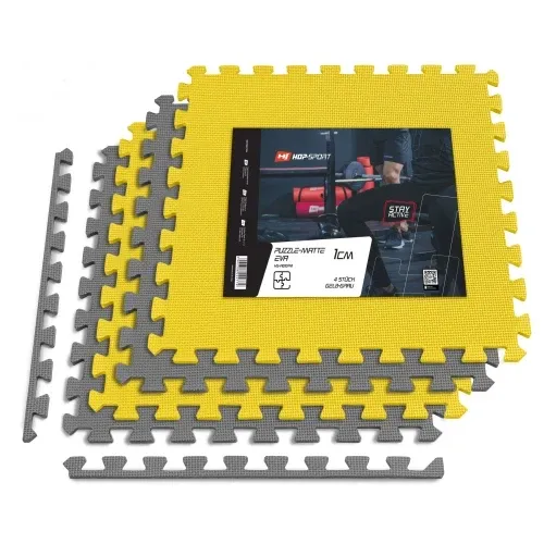 Мат-пазл EVA 1 см - 4 частин Hop-Sport A010 сірий/жовтий Київ - фото 2