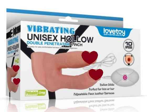 Страпон для подвійного проникнення - Vibrating Unisex Hollow Double Penetration 6" Sex Aura Київ