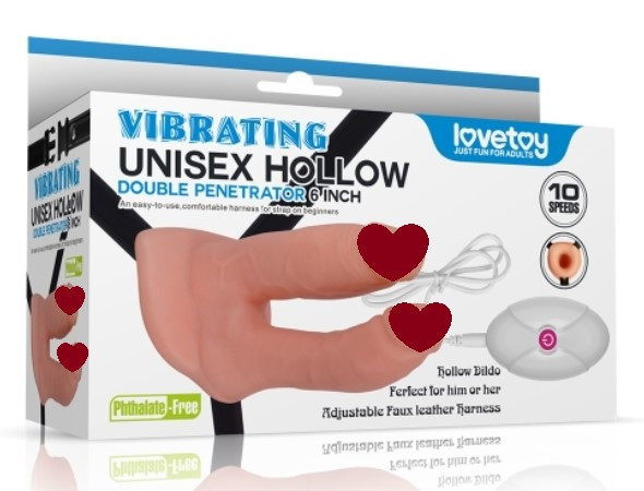 Страпон для подвійного проникнення - Vibrating Unisex Hollow Double Penetration 6" Sex Aura Київ - фото 1