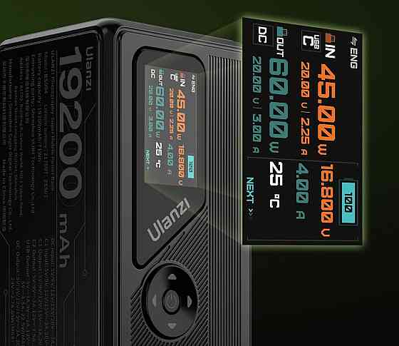 Повербанк аккумулятор для освещения камеры 100Вт PD 5-24В DC Type-C 19200мАч ULANZI BS004 Киев