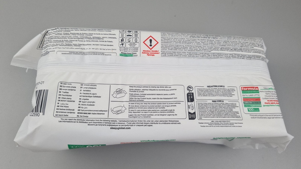 Волога серветка 100 шт. з клапаном для прибирання "SLEEPY" EXTRA CLEANING ЗЕЛЕНА (1 пачка) Харків - фото 2