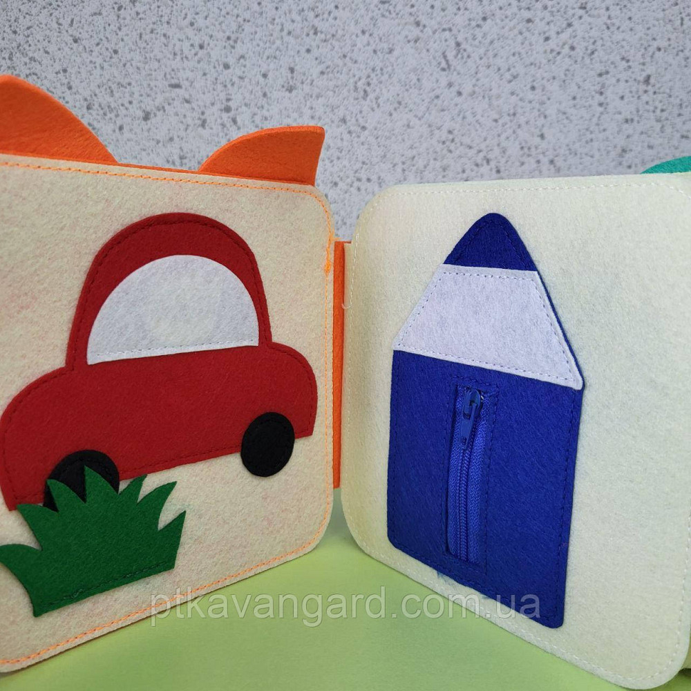 Книга бізіборд фетрова розвиваюча "Лисичка" м'який сортер на липучках 25002 Хмельницький - фото 7