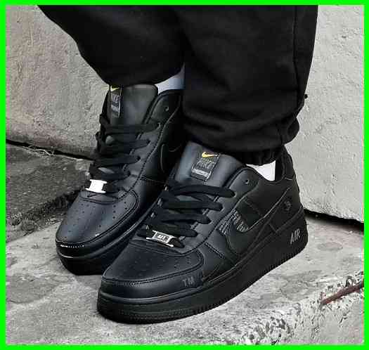 Кроссовки Nike Черные Мужские Кожаные Найк Форсы (размеры: 41,42,43,44,45) Видео Обзор Днепр