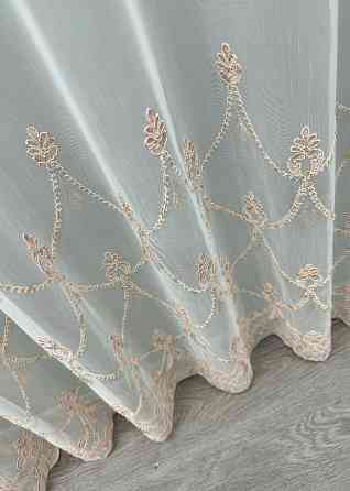 Тюль фатин з вишивкою колір молочний з пудровим 1468т Київ
