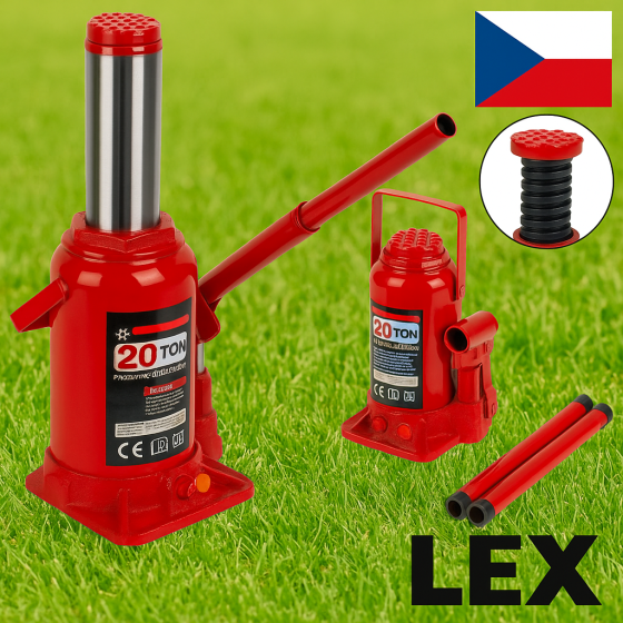 Автомобільний домкрат LEX 20т гідравлічний, сталевий корпус інструмент для великовантажного транспорту 385 мм пляшкового типу Львів