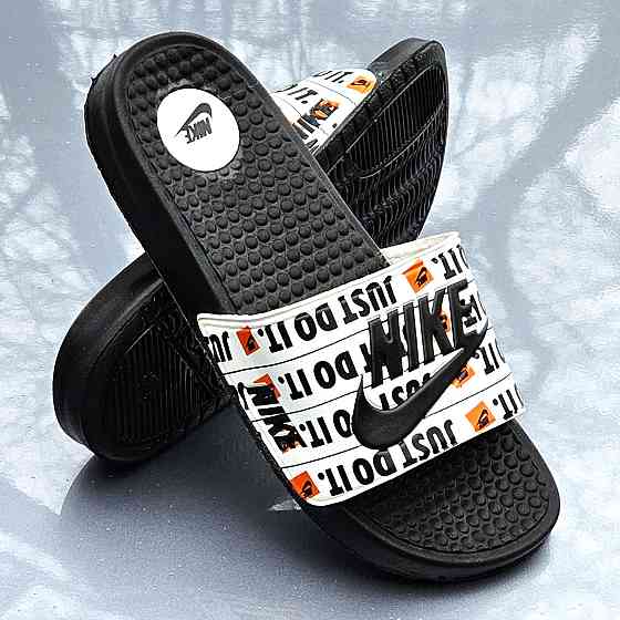 Чорні чоловічі Шльопанці Nike Сланці Білі капці Найк (розміри: 40,41,42,43,44) Дніпро