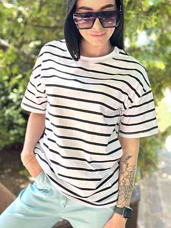 Удлиненная футболка в полоску 