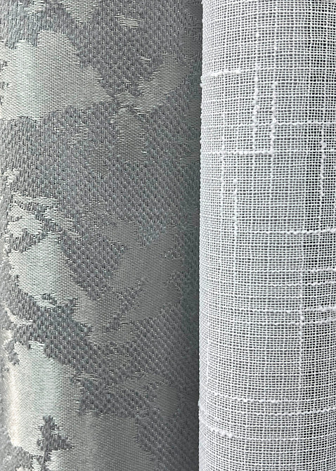 Комплект штор VR-Textil Льон Мармур 150х270 2шт і Тюль 400х270 1911ш-115т Світло-сірий з білим 71-131/3 Київ - фото 5