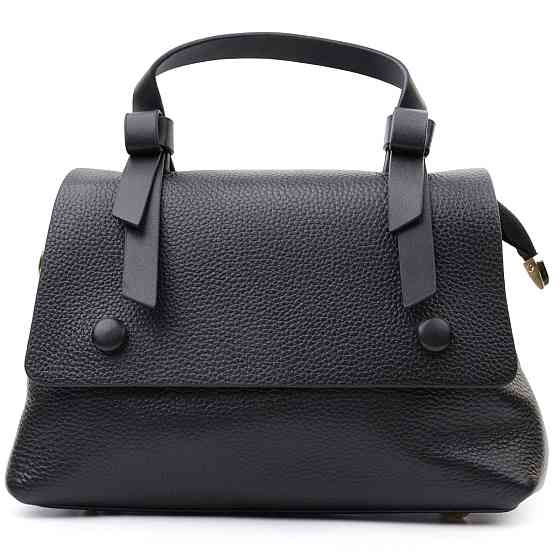 Люксовая сумка для женщин с короткой ручкой из натуральной кожи Vintage 22670 Черная Киев