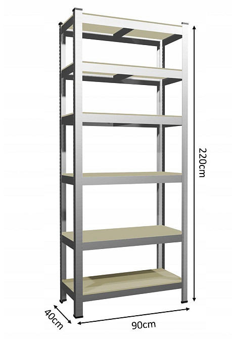 Стеллаж металлический 220x90x40 6 полок (серый) Киев - изображение 7