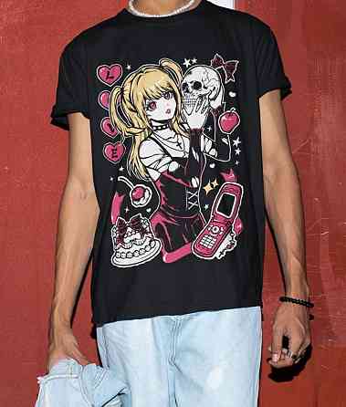 Футболка для хлопчика з аніме принтом Зошит смерті оверсайз (зріст від 165 до 180) Чорний AnimeJ1209m Дніпро