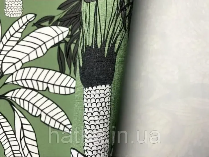 Шпалери вінілові на флізеліні Rasch Clasik 0,53 джунглі дерева пальми білі чорні на зеленому Київ - фото 3