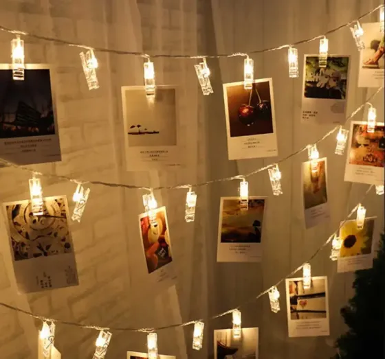 Гирлянда светодиодная с прищепками для фото 4,5м 20 Led от батареек Коломия