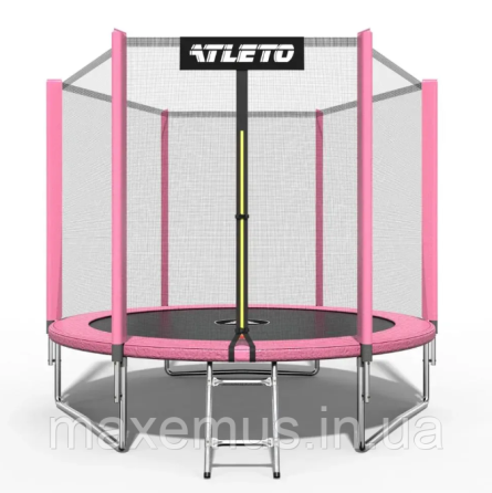 Батут детский Atleto 312 см с защитной сеткой и лестницей батут для детей садовый батут розовый Мостиска