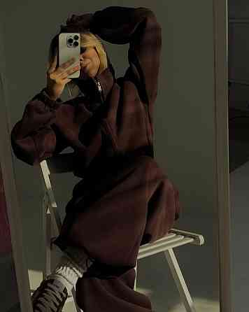 Женский теплый повседневный комбинезон трехнить на флисе Шоколад, 42/46 Одесса