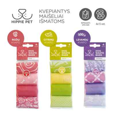Пакеты для собак Hippie Pet с ароматом лимона 4х15 шт (MPHIP63483) Винница