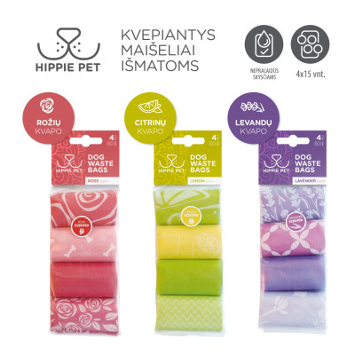 Пакеты для собак Hippie Pet с ароматом лимона 4х15 шт (MPHIP63483) Винница - изображение 2