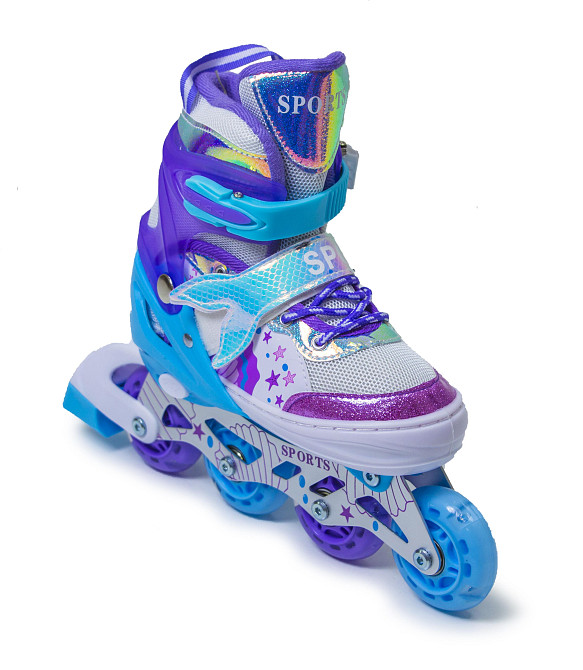 Дитячі розсувні ролики Русалочка Scale Sports фіолетові розмір 29-33. Усі колеса світяться Одеса - фото 10
