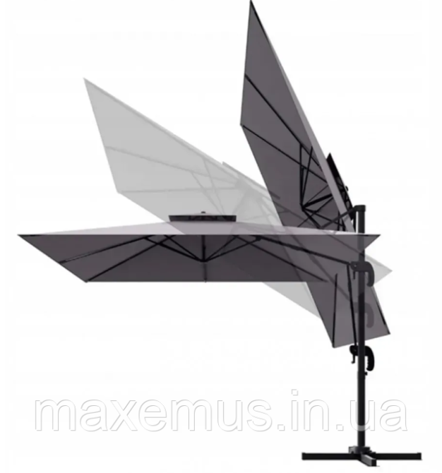 Садовый зонт консольный с наклоном Bonro B0 1 9 3х3 м Серый (от солнца для террасы) Мостиска - изображение 4