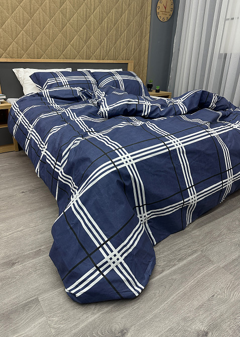 Комплект постельного белья, Decorator Kelso Двуспальный 180х215 синий с белым (88-012) Киев - изображение 4