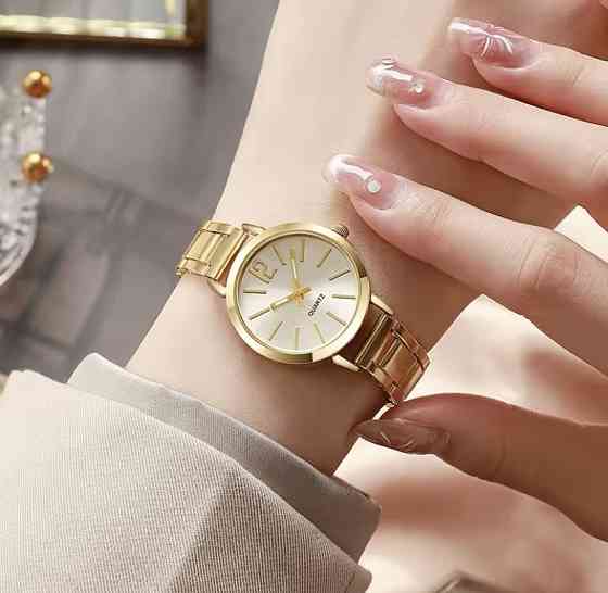 Подарунковий набір для жінок наручний годинник з браслетом без подарункової коробки золотий Київ