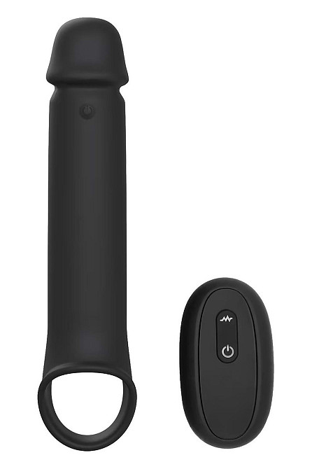 Вибронасадка на член удлиняющая DreamToys Ramrod с дистанционным управлением, черная Sex Aura Киев - изображение 2