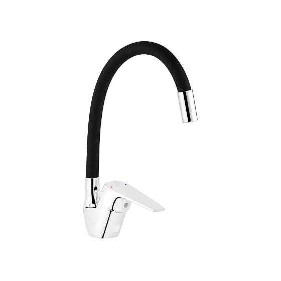 Змішувач для кухні з гнучким виливом Kroner KRM Odra - C032BLK хром/чорний Київ