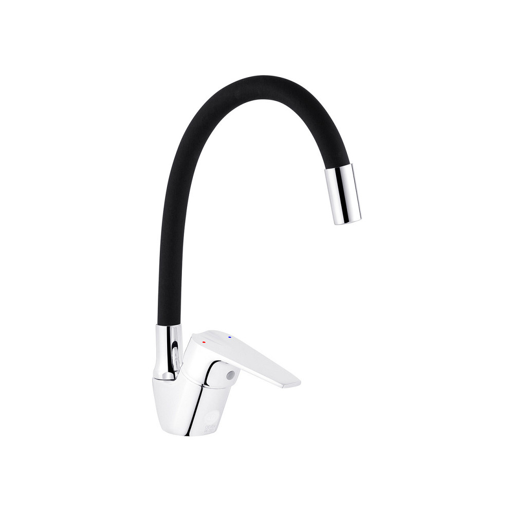 Змішувач для кухні з гнучким виливом Kroner KRM Odra - C032BLK хром/чорний Київ - фото 1