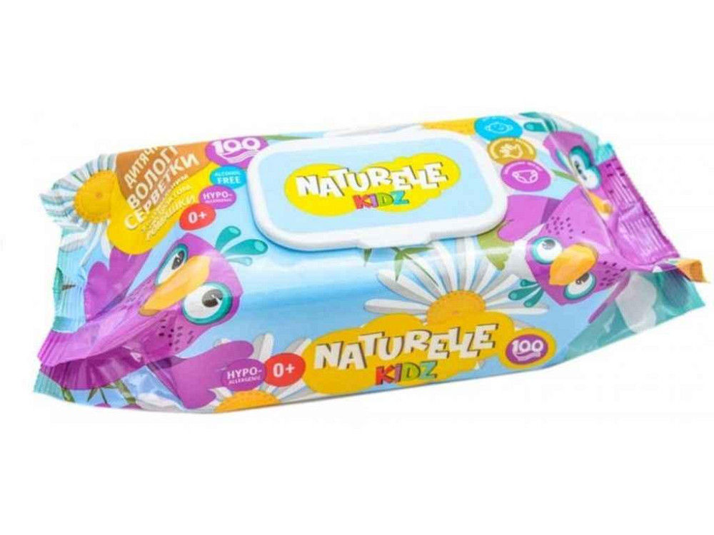 Вологі серветки дитячі kidz Ромашка 100шт ТМ NATURELLE Київ - фото 1