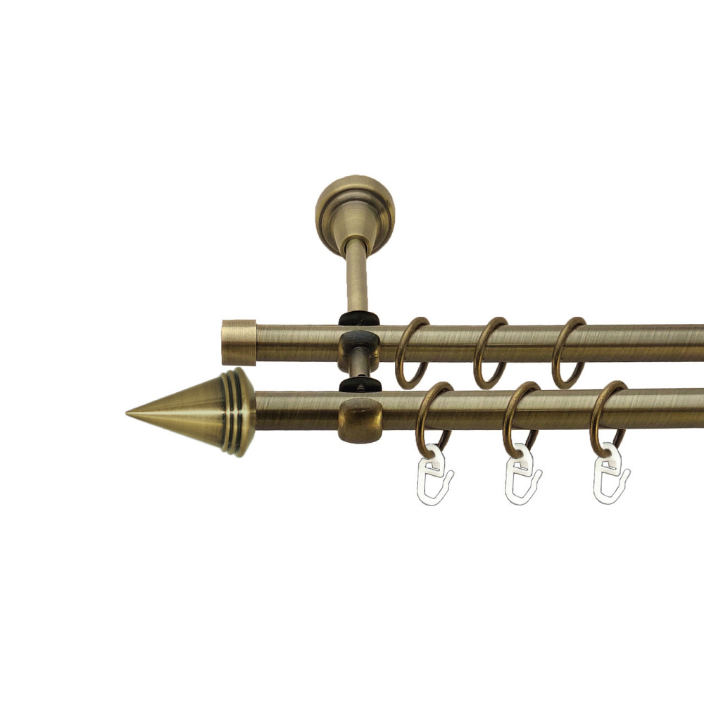 Карниз Orvit Конус металевий дворядний відкритий Антик 16\16 мм 240 см (7318554) Львів - фото 1