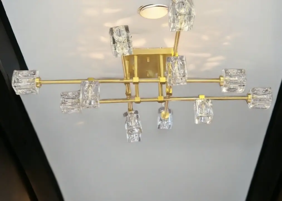 Світлодіодна люстра Кришталь 8821 (Золотиста) на 12 плафонів Київ