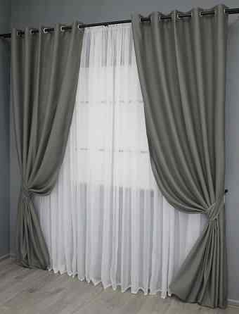 Комплект штор на люверсах VR-Textil Midnight № 1228ш 150х270 см 2 шт Сірий (37-0137) Київ