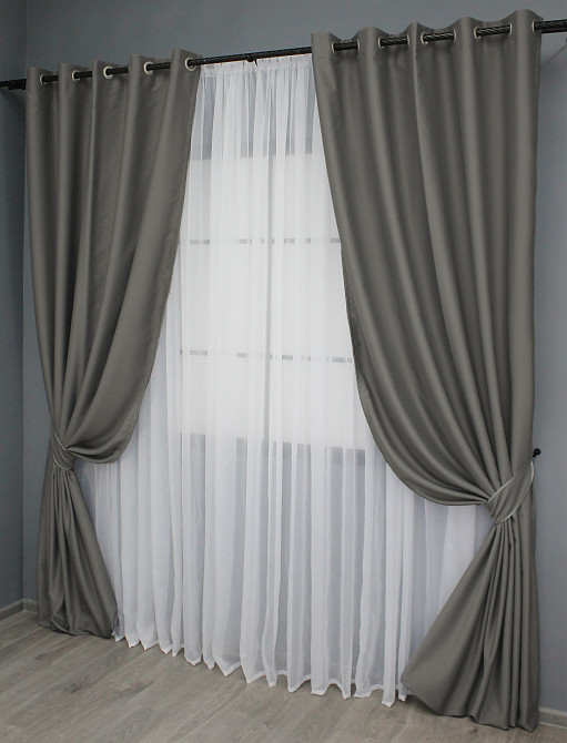 Комплект штор на люверсах VR-Textil Midnight № 1228ш 150х270 см 2 шт Сірий (37-0137) Київ - фото 3