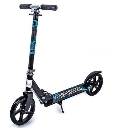 Дитячий складний самокат з великими колесами (20 см) Scooter 460. Чорно-синій колір Одеса - фото 1