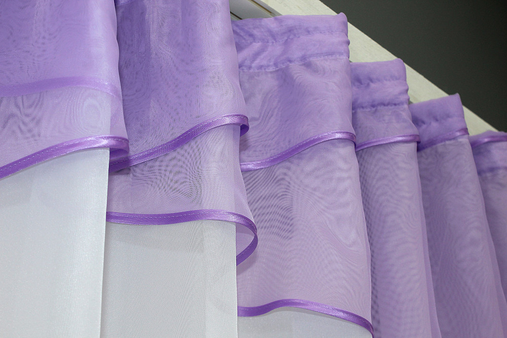 Кухонна занавіска VR-Textil № 078к бузковий з білим 280х170 см (52-0783) Київ - фото 4