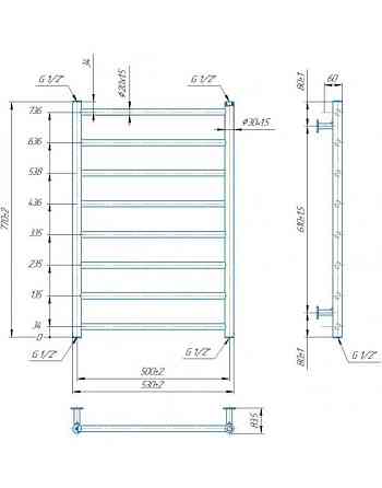Водяной полотенцесушитель Mario INOX Флет 770х530/500 Киев