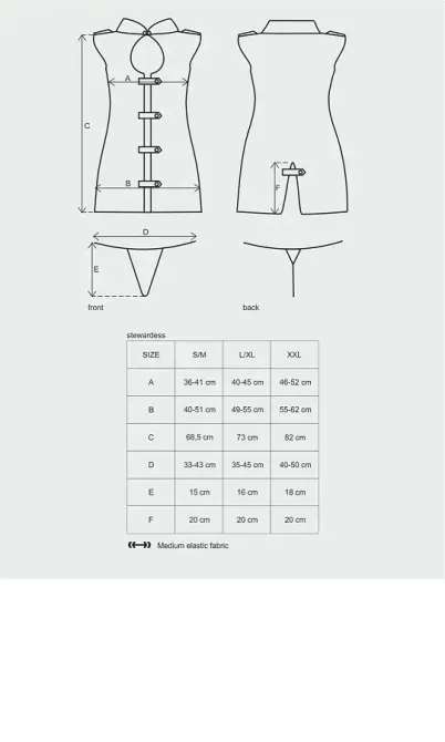 Еротичний костюм стюардеси Obsessive Stewardess 3 pcs costume grey L/XL, сірий, сукня, стрінги, піло Львов - изображение 7