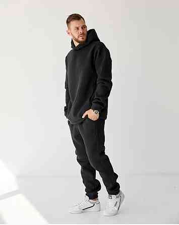 Чоловічий спортивний теплий костюм на флісі Чорний 52 Харків