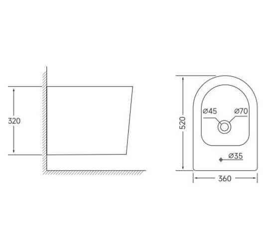 Біде підвісне Mixxus BEVEL-0502 520x360x320mm   ( MI6715 ) 23143 Харків